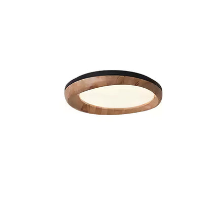 Zenova Wood Ceiling Light ∅ 23.6’’ x H 5.1’’ / Black & Wood Color / Warm Light Ceiling lamp
