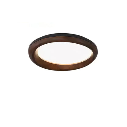 Zenova Wood Ceiling Light ∅ 31.5’’ x H 5.5’’ / Black & Walnut Color / Warm Light Ceiling lamp
