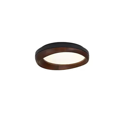 Zenova Wood Ceiling Light ∅ 17.7’’ x H 4.7’’ / Black & Walnut Color / Warm Light Ceiling lamp