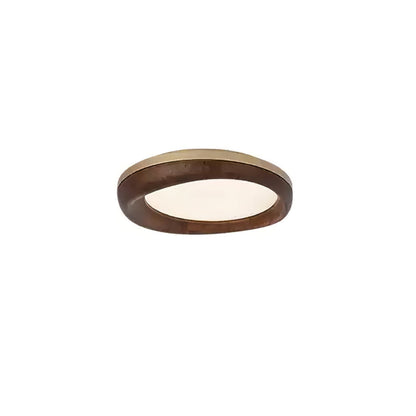 Zenova Wood Ceiling Light ∅ 17.7’’ x H 4.7’’ / Gold & Walnut Color / Warm Light Ceiling lamp