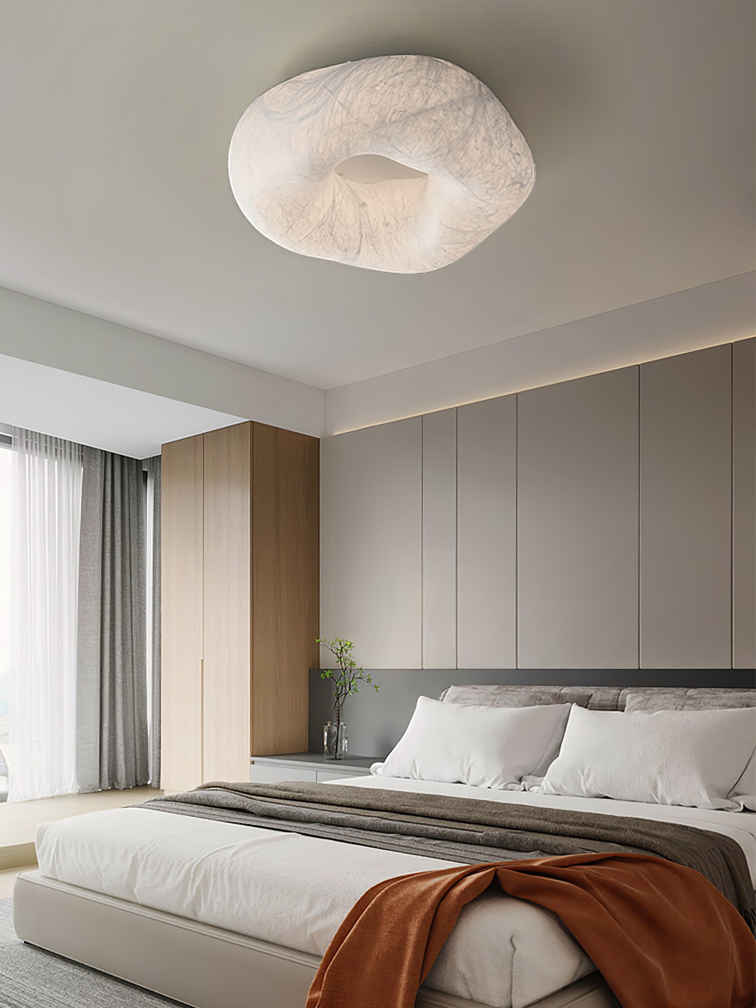 Yunduo Silk Ceiling Lamp ∅ 19.7″ x H 7″ / Dia 50cm x H 18cm (Power ~20W) / White / Warm Light Ceiling lamp