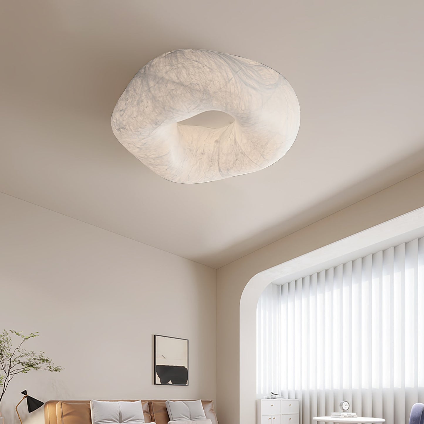 Yunduo Silk Ceiling Lamp ∅ 19.7″ x H 7″ / Dia 50cm x H 18cm (Power ~20W) / White / Warm Light Ceiling lamp