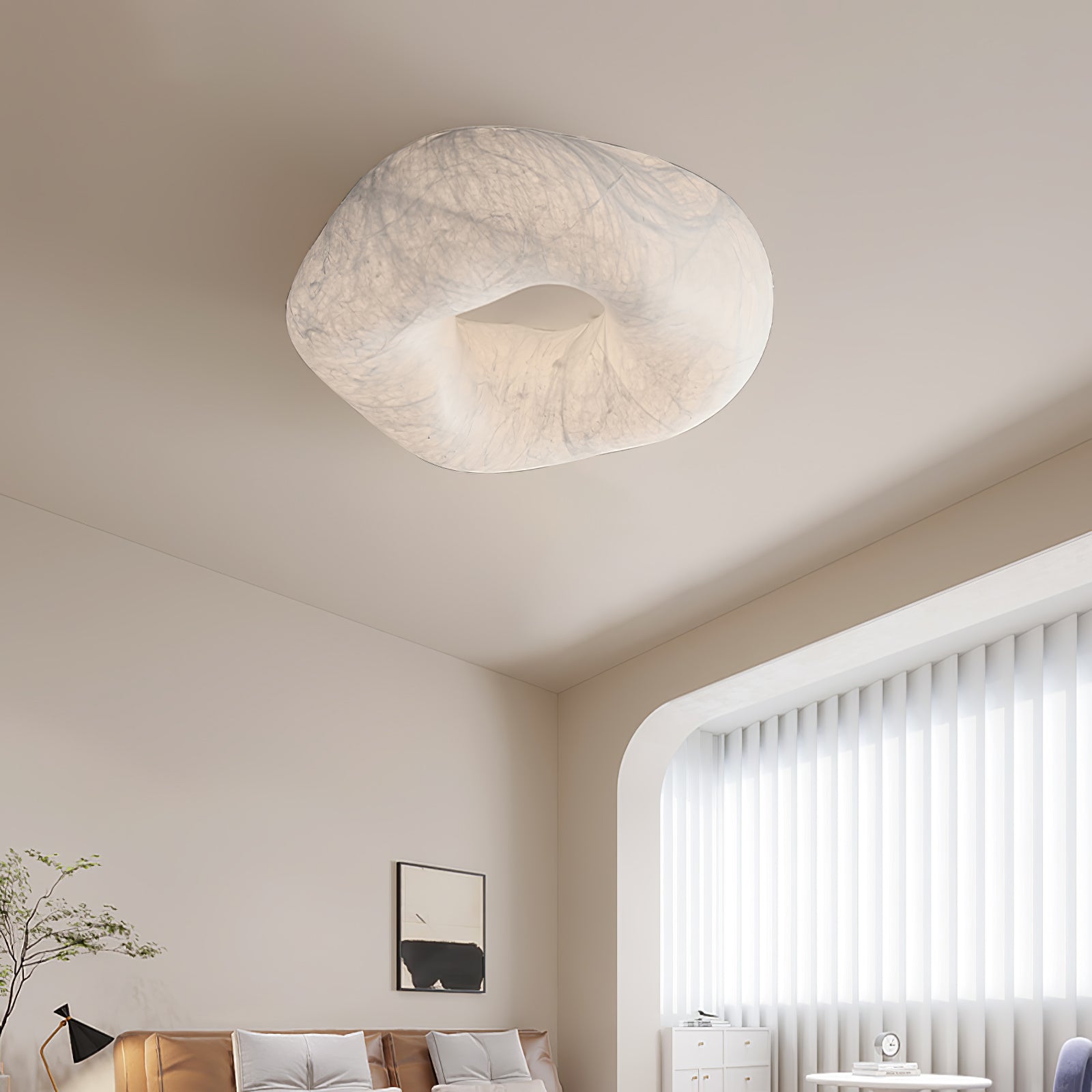 Yunduo Silk Ceiling Lamp ∅ 19.7″ x H 7″ / Dia 50cm x H 18cm (Power ~20W) / White / Warm Light Ceiling lamp