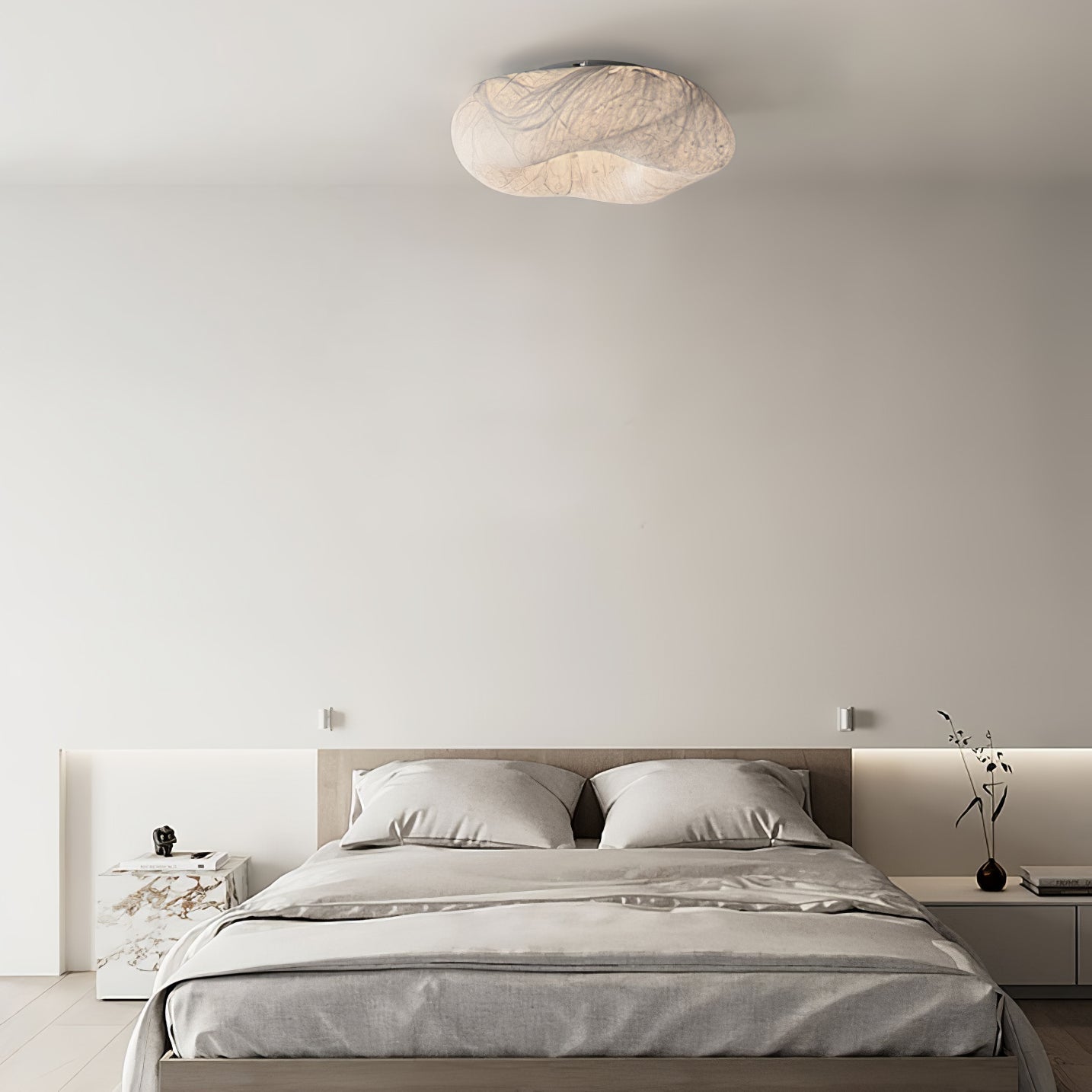 Yunduo Silk Ceiling Lamp ∅ 19.7″ x H 7″ / Dia 50cm x H 18cm (Power ~20W) / White / Warm Light Ceiling lamp