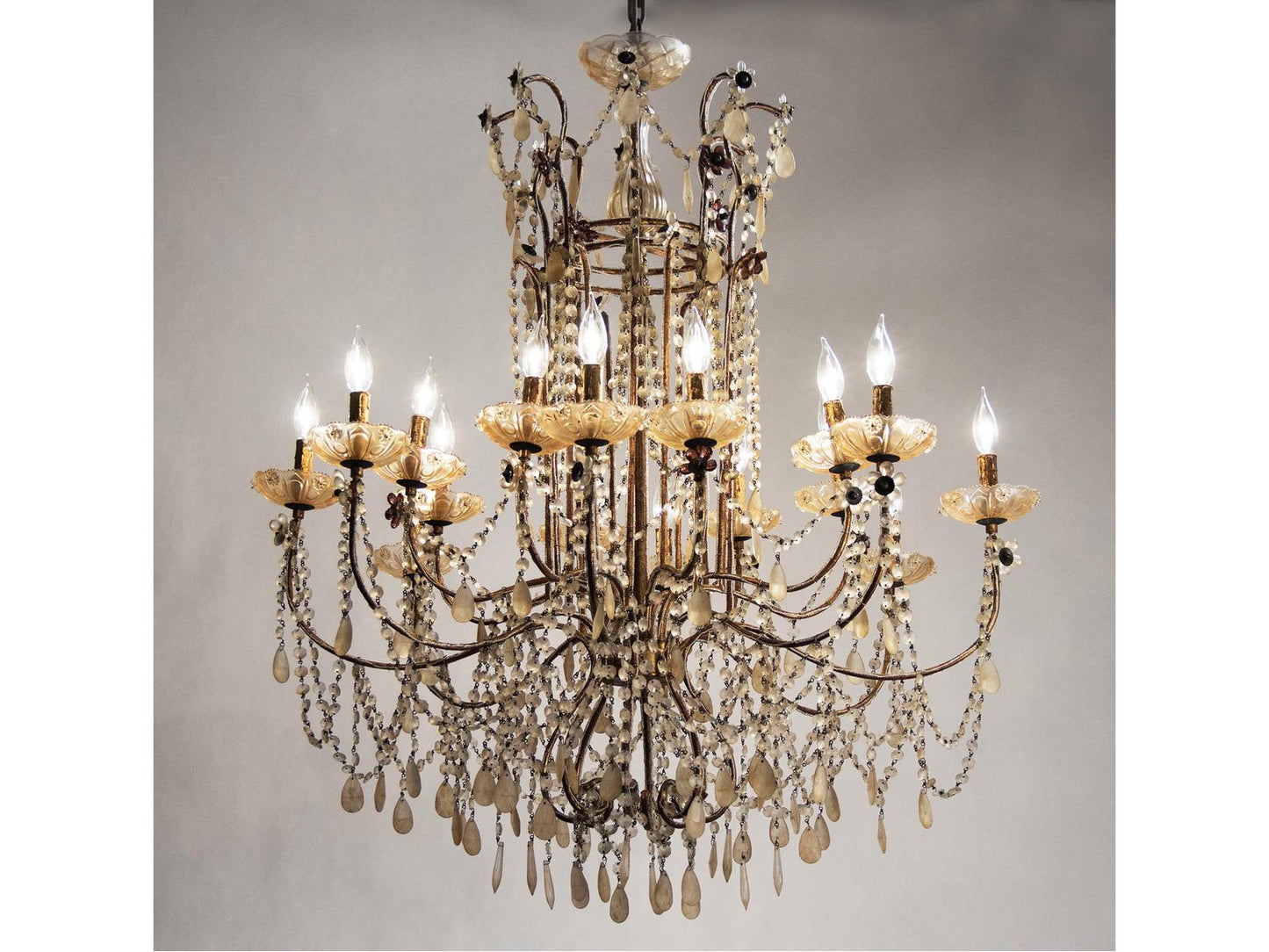 Zentique 16-Light Lazzaro Chandelier Gold Crystal Candelabra