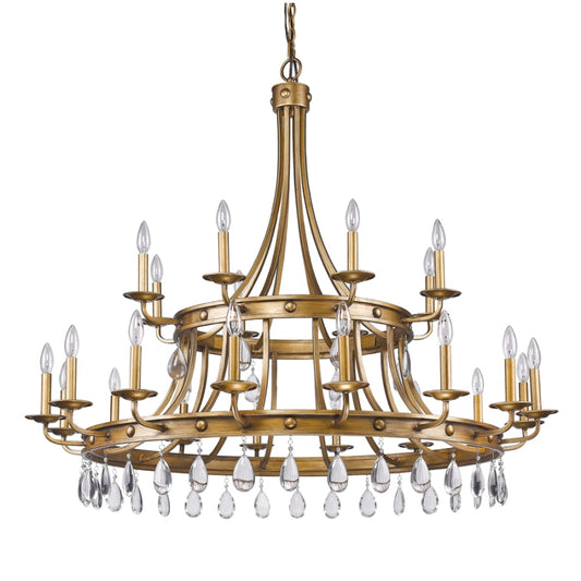 Acclaim Lighting Krista 24 Light 48" Wide 2 Tier Chandelier with Crystal Accents and Studded Antique Gold Bands