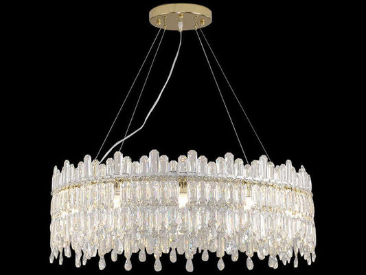 Michael Amini 12-Light Royal Crown Chandelier in Clear Gold Crystal