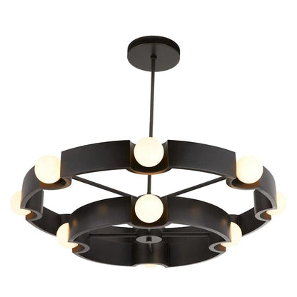 Arteriors Hans 44" Wide LED Ring Chandelier with Frosted Glass Shades