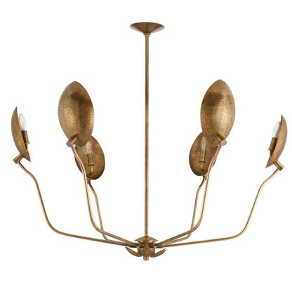 Arteriors Flores 6 Light 46" Wide Chandelier with Hammered Brass Shades