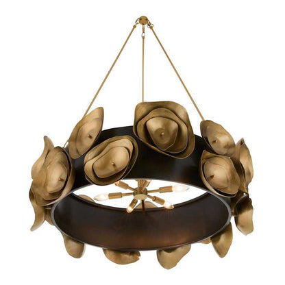 Arteriors Gaia 6 Light 36" Wide Drum Chandelier with Steel Shade