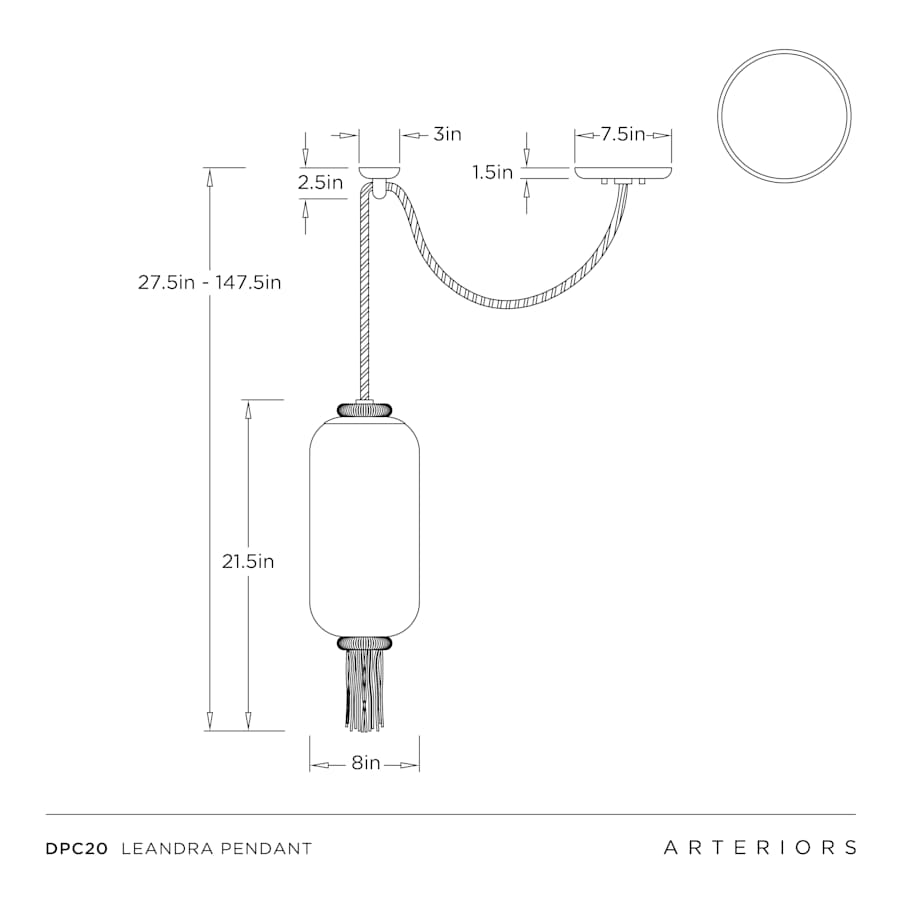 Arteriors Leandra Pendant 8" Wide Mini Pendant