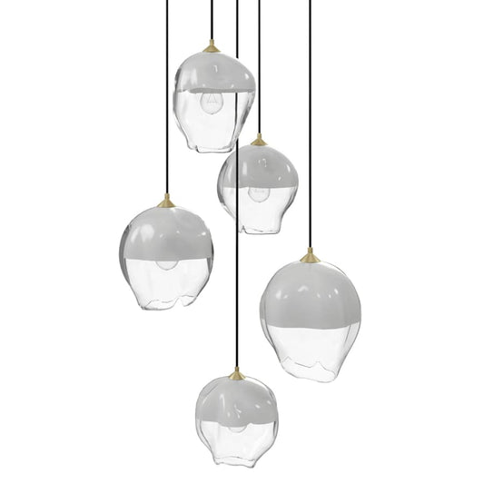 Avenue Lighting Sonoma Ave. 5 Light 28" Wide Multi Light Pendant with White/Clear Glass Shades