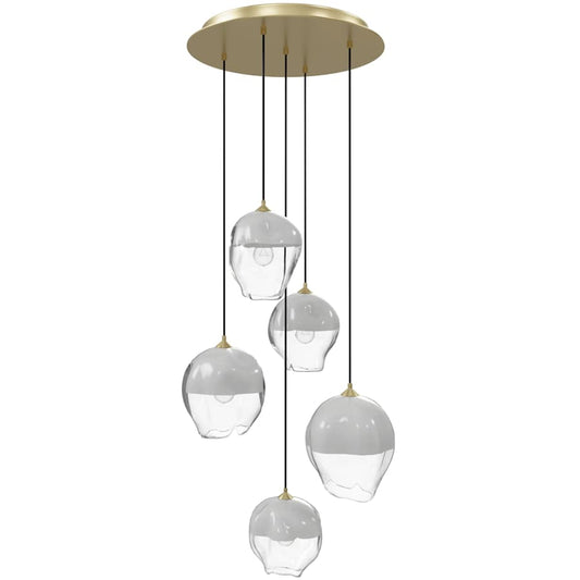 Avenue Lighting Sonoma Ave. 5 Light 28" Wide Multi Light Pendant with White/Clear Glass Shades