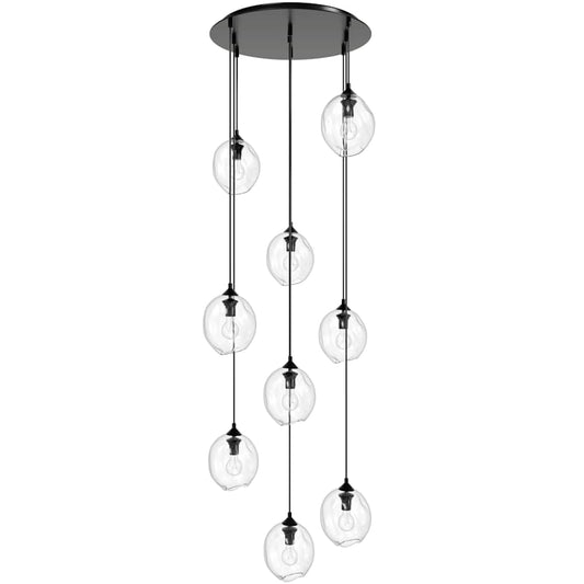 Avenue Lighting Sonoma Ave. 9 Light 37" Wide Multi Light Pendant with Water Glass Shades