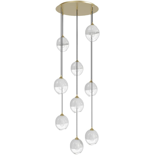 Avenue Lighting Sonoma Ave. 9 Light 37" Wide Multi Light Pendant with White/Clear Glass Shades