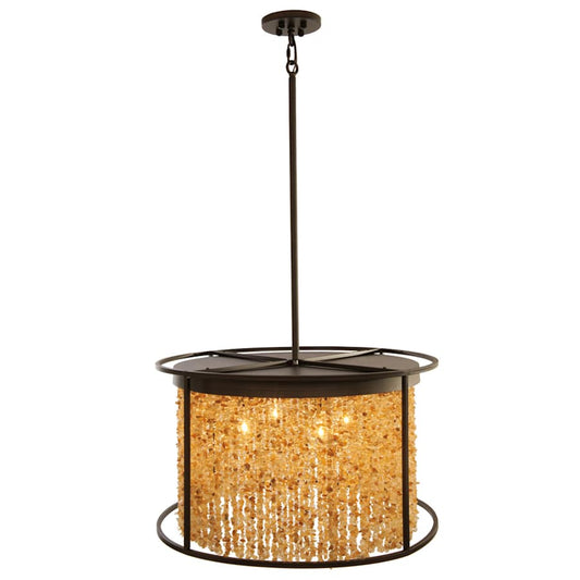 Avenue Lighting Soho 4 Light 24" Wide Drum Chandelier with Draped Moonstone Shade