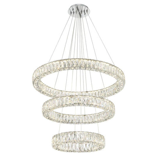 Bellevue 32" Wide LED Crystal Ring Chandelier