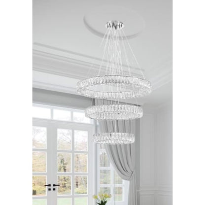 Bellevue 32" Wide LED Crystal Ring Chandelier