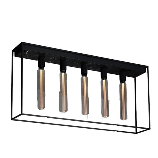 Buster + Punch Caged 5 Light 44" Wide Linear Chandelier