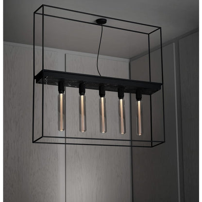 Buster + Punch Caged 5 Light 44" Wide Linear Chandelier