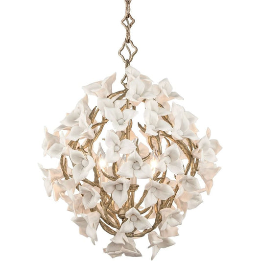 Corbett Lighting Lily 4 Light 19" Wide Pendant with Porcelain Flowers
