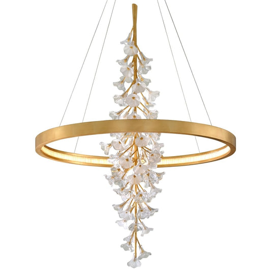 Corbett Lighting Jasmine 44" Wide LED Suspension Ring Chandelier with Flower Motif Centerpiece