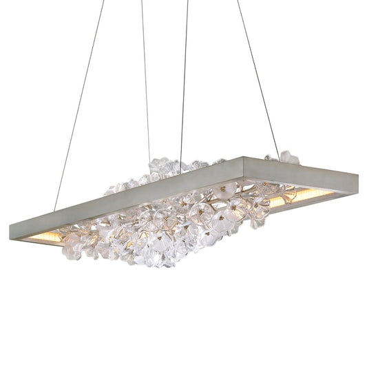 Corbett Lighting Jasmine 60" Wide LED Suspension Linear Chandelier with Flower Motif Centerpiece