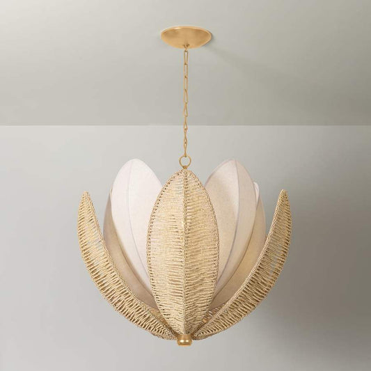 Corbett Lighting Costa Brava 10 Light 36" Wide Pendant with Coco Shell and Linen Shade