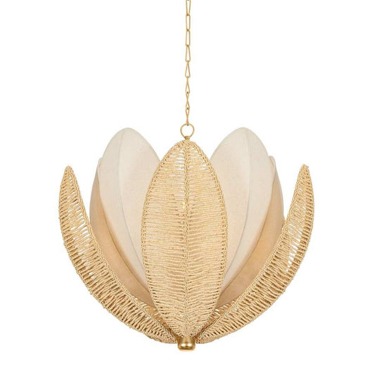 Corbett Lighting Costa Brava 10 Light 36" Wide Pendant with Coco Shell and Linen Shade