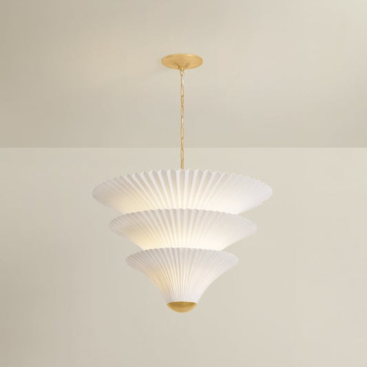 Corbett Lighting Belluno 2 Light 28" Wide Waterfall Chandelier with Pleated Paper Shades
