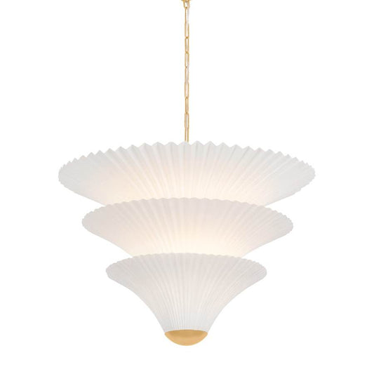Corbett Lighting Belluno 2 Light 28" Wide Waterfall Chandelier with Pleated Paper Shades