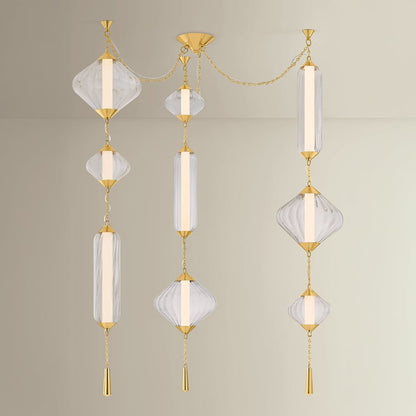 Corbett Lighting Fiorello 64" Wide LED Abstract Multi Light Pendant with Optic Glass Shades