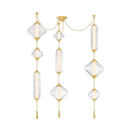 Corbett Lighting Fiorello 64" Wide LED Abstract Multi Light Pendant with Optic Glass Shades