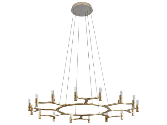 Corbett Lighting 16-Light Nexus Linear Chandelier in Warm Silver Leaf