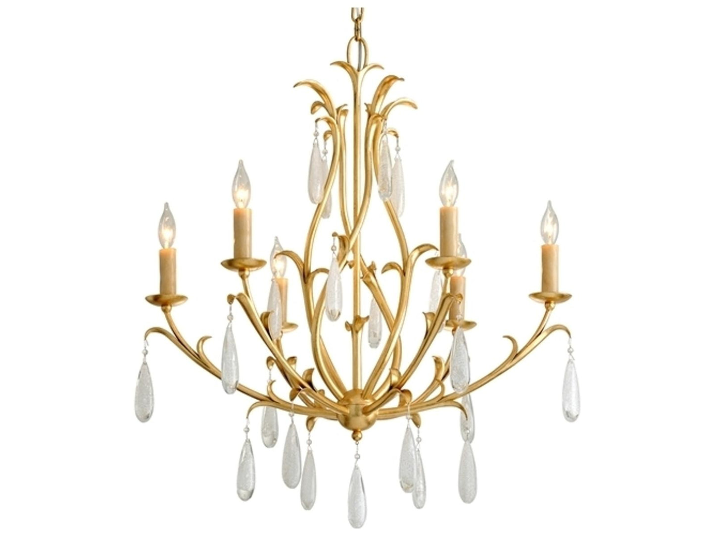 Corbett Lighting 6-Light Prosecco Chandelier in Gold Leaf with White Meteorite Glass