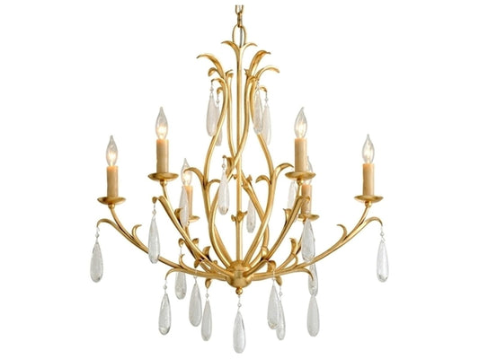 Corbett Lighting 6-Light Prosecco Chandelier in Gold Leaf with White Meteorite Glass