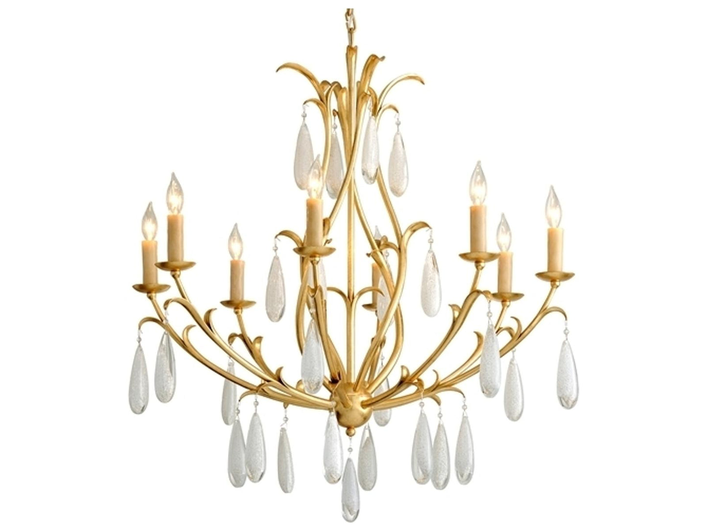 Corbett Lighting 8-Light Prosecco Chandelier in Gold Leaf with White Meteorite Glass