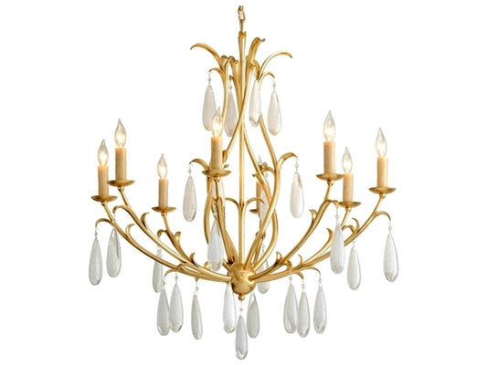 Corbett Lighting 8-Light Prosecco Chandelier in Gold Leaf with White Meteorite Glass