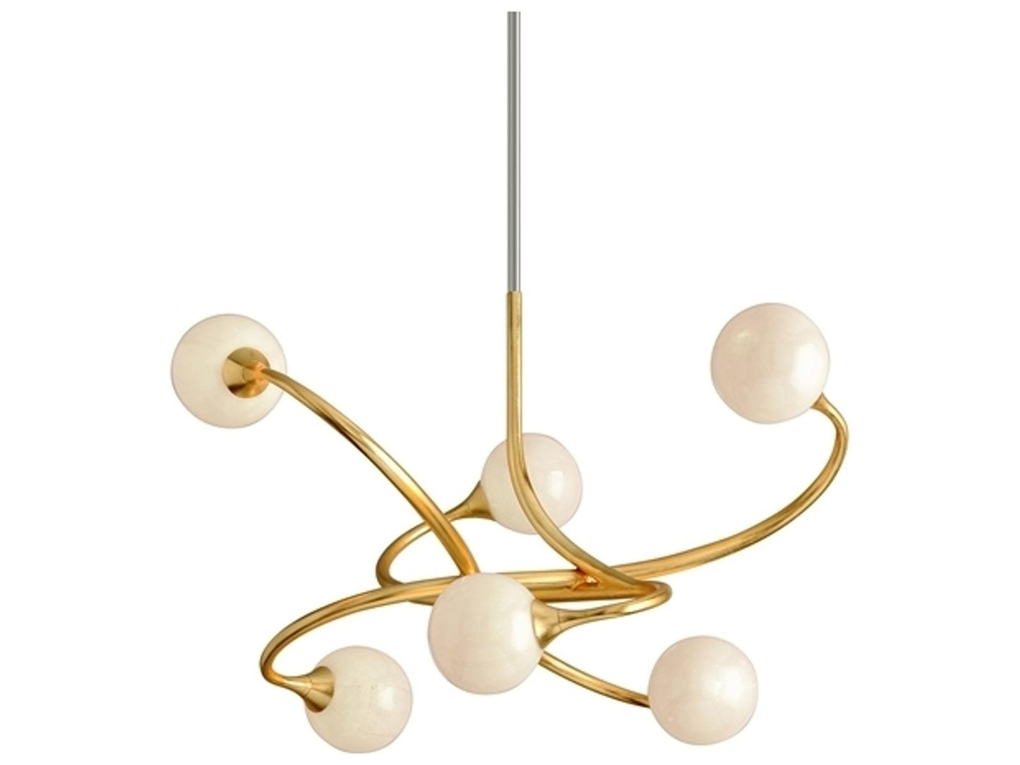 Corbett Lighting 6-Light Signature Chandelier in Gold Leaf with White Glass