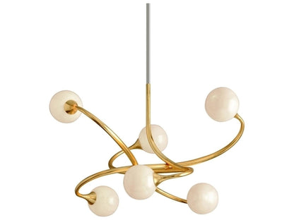Corbett Lighting 6-Light Signature Chandelier in Gold Leaf with White Glass