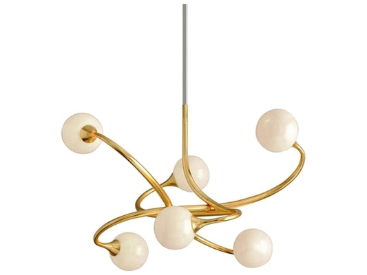 Corbett Lighting 6-Light Signature Chandelier in Gold Leaf with White Glass