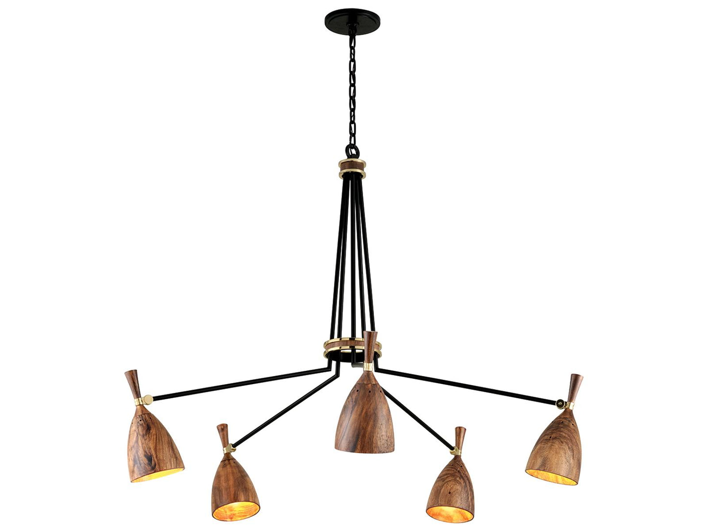 Corbett Lighting Utopia 5-Light Chandelier in Soft Black and Polished Brass