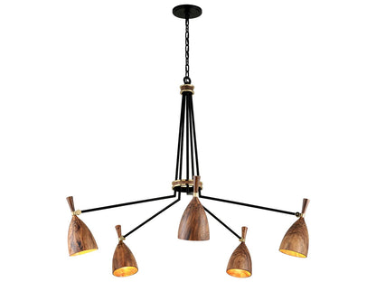 Corbett Lighting Utopia 5-Light Chandelier in Soft Black and Polished Brass
