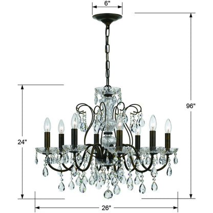 Crystorama Lighting Group Butler 8 Light 26" Wide Crystal Chandelier with Swarovski Strass Crystal Accents