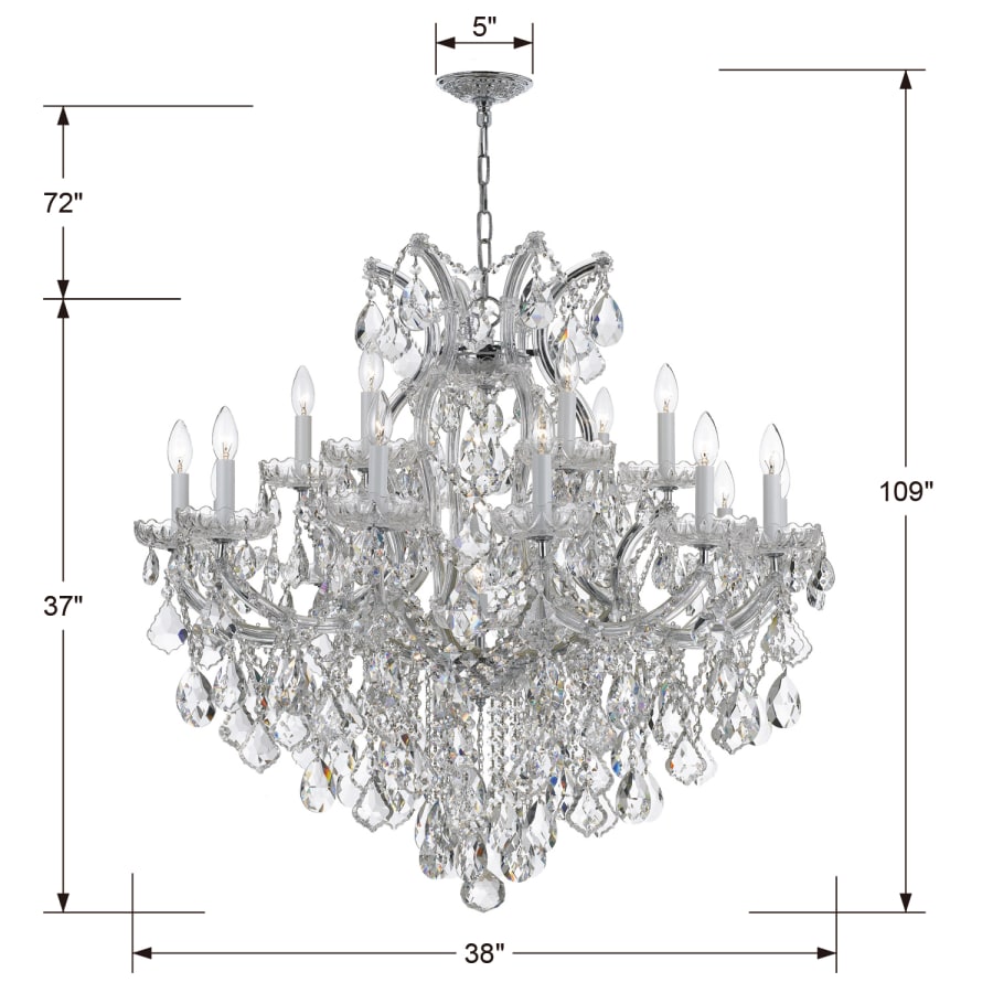 Crystorama Lighting Group Maria Theresa 19 Light 38" Wide Crystal Candle Style Chandelier with Hand Cut Crystal Accents