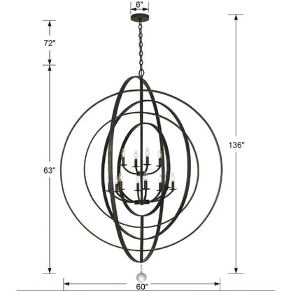 Crystorama Lighting Group Luna 12 Light 60" Wide Taper Candle Chandelier