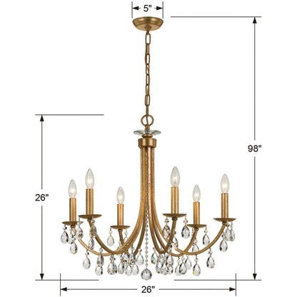 Crystorama Lighting Group Bridgehampton 6 Light 26" Wide Crystal Chandelier with Swarovski Strass Crystal Accents