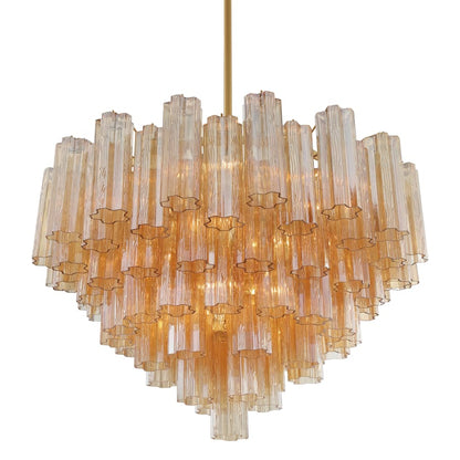 Crystorama Lighting Group Addis 16 Light 32" Wide Waterfall Chandelier with Amber Glass Shades