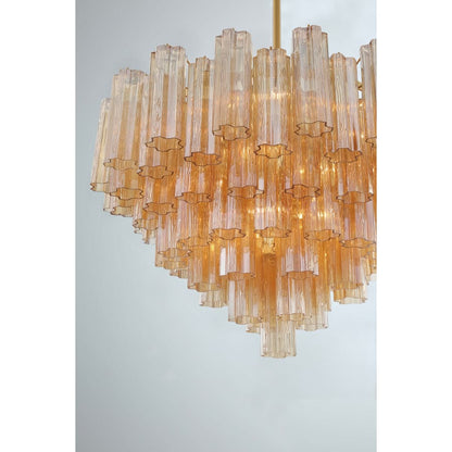 Crystorama Lighting Group Addis 16 Light 32" Wide Waterfall Chandelier with Amber Glass Shades
