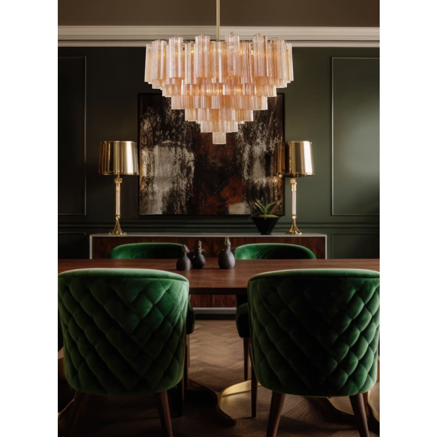 Crystorama Lighting Group Addis 16 Light 32" Wide Waterfall Chandelier with Amber Glass Shades